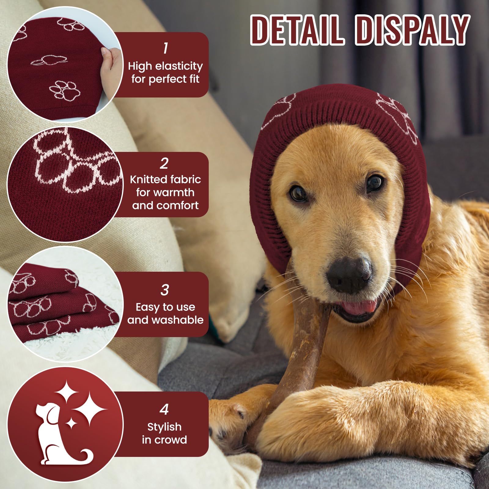 Nanaki ear wrap during fireworks for reduced noise exposure.