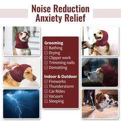 Nanaki ear wrap during a thunderstorm provides noise protection for dogs.