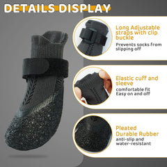 Nanaki large dog socks showing waterproof rubber grips for wet outdoor use.
