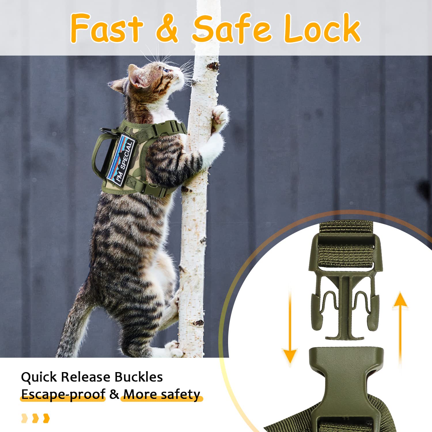 Nanappice harness handle and D-Ring enable quick leash control during walks.