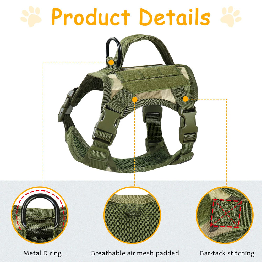 Nanappice camo-green harness blends with outdoor surroundings for low-profile walks.