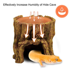 NANEEZOO Reptile Hide Cave terracotta detail emphasizes humidity-friendly habitat