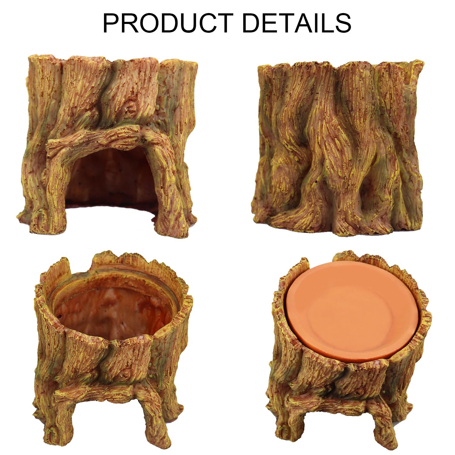 NANEEZOO Reptile Hide Cave water basin top view showcases terracotta moisture source