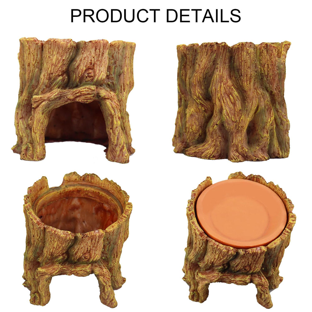 NANEEZOO Reptile Hide Cave water basin top view showcases terracotta moisture source