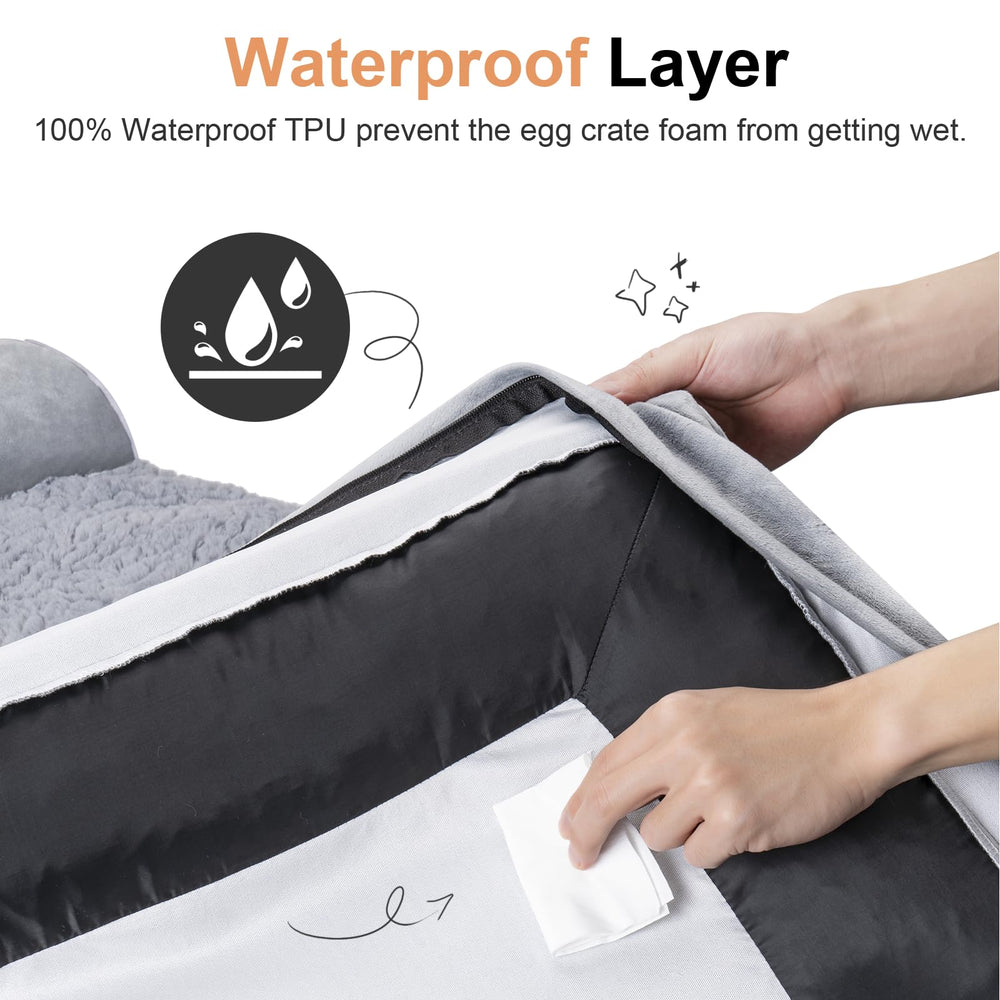 NANUYA 3-sided bolster supports the head and neck for cozy naps.