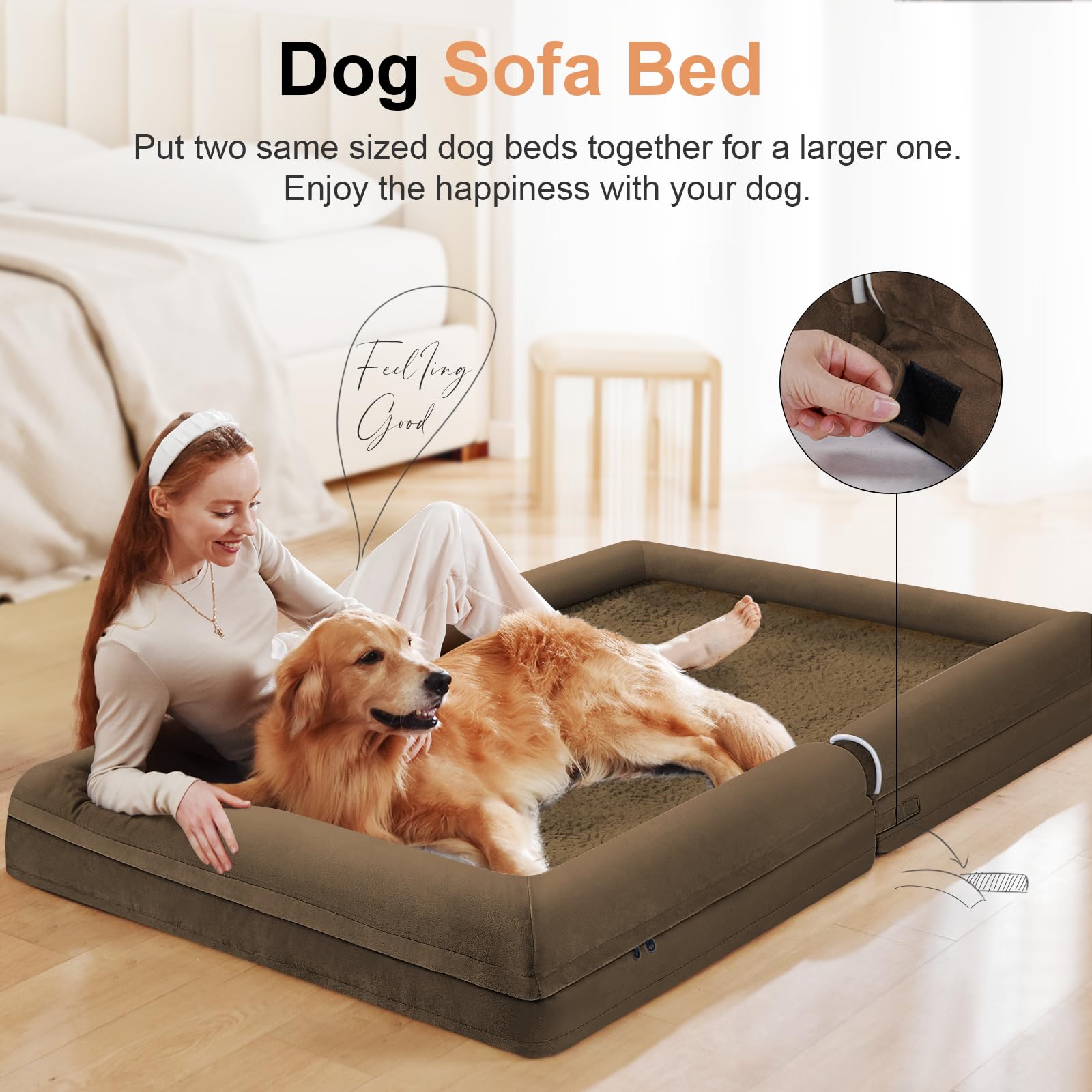 NANUYA dog bed waterproof cover protects foam from accidents and spills.