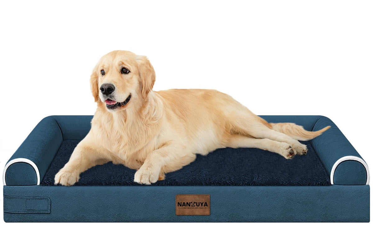 NANUYA large dog bed closeup shows orthopedic foam support for joints