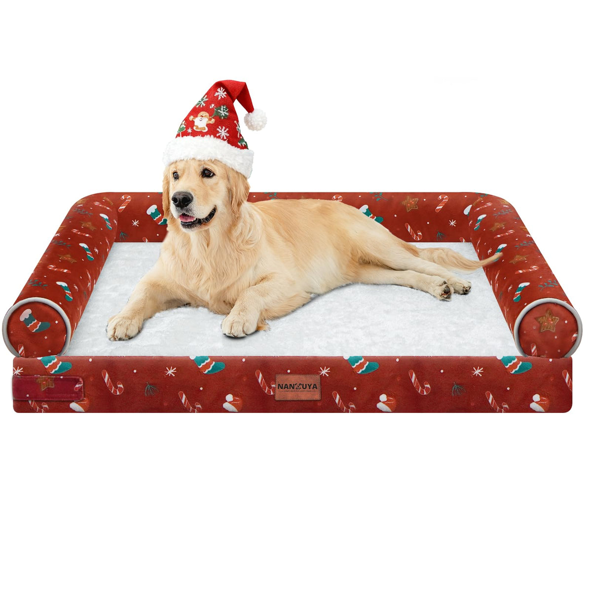 NANUYA large dog bed with orthopedic foam supports joints for better rest.