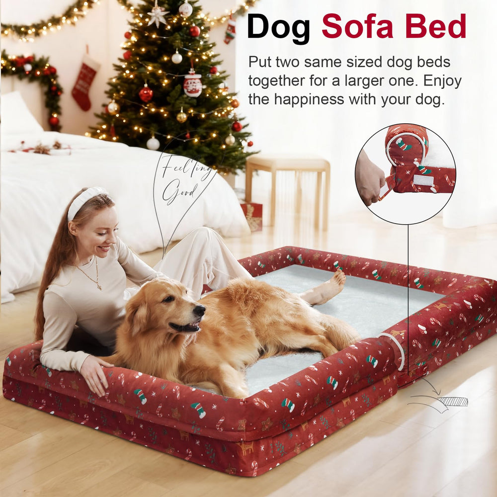 NANUYA dog bed 3-sided bolster for head and neck comfort.