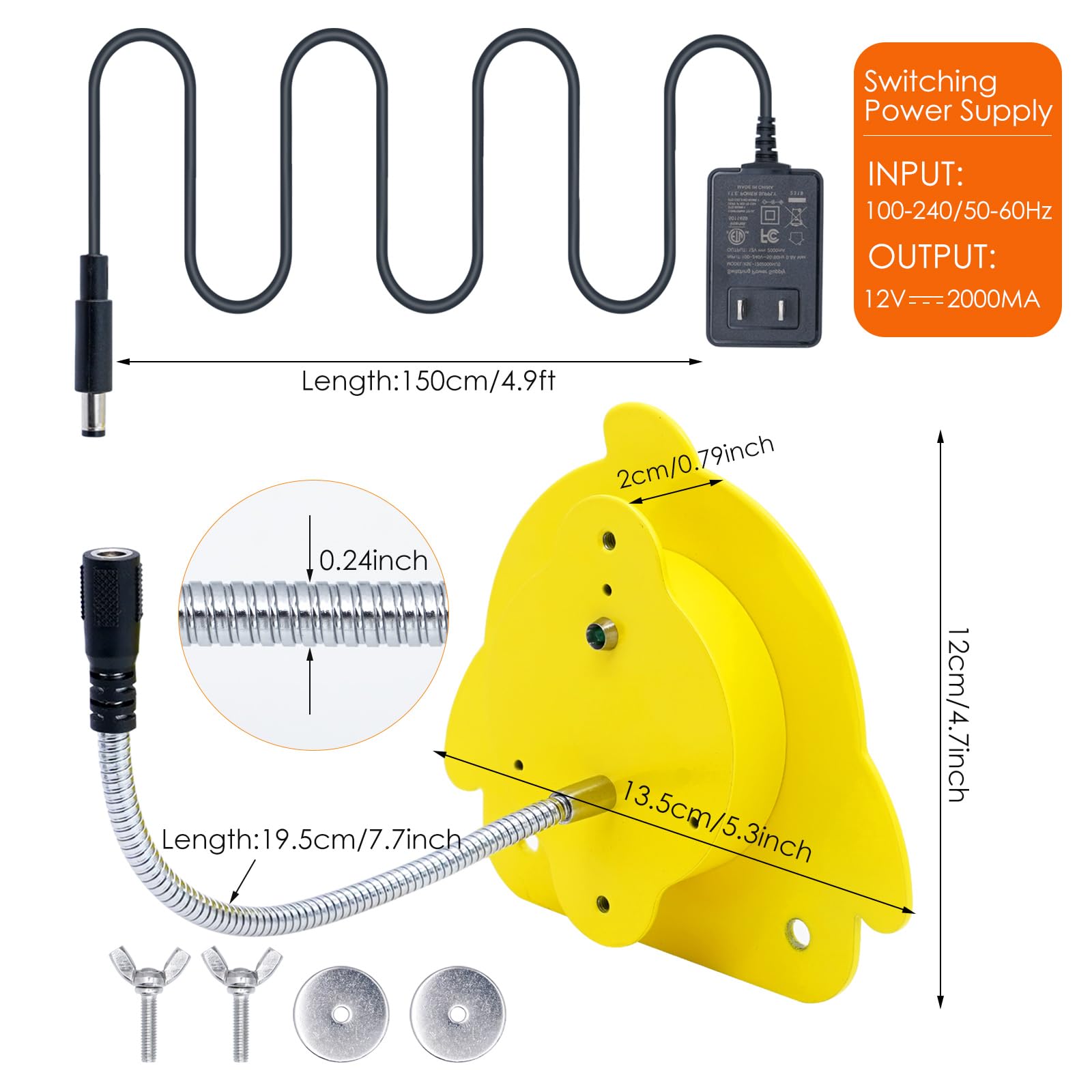 NAOEDEAH 12V adapter provides simple, secure installation.