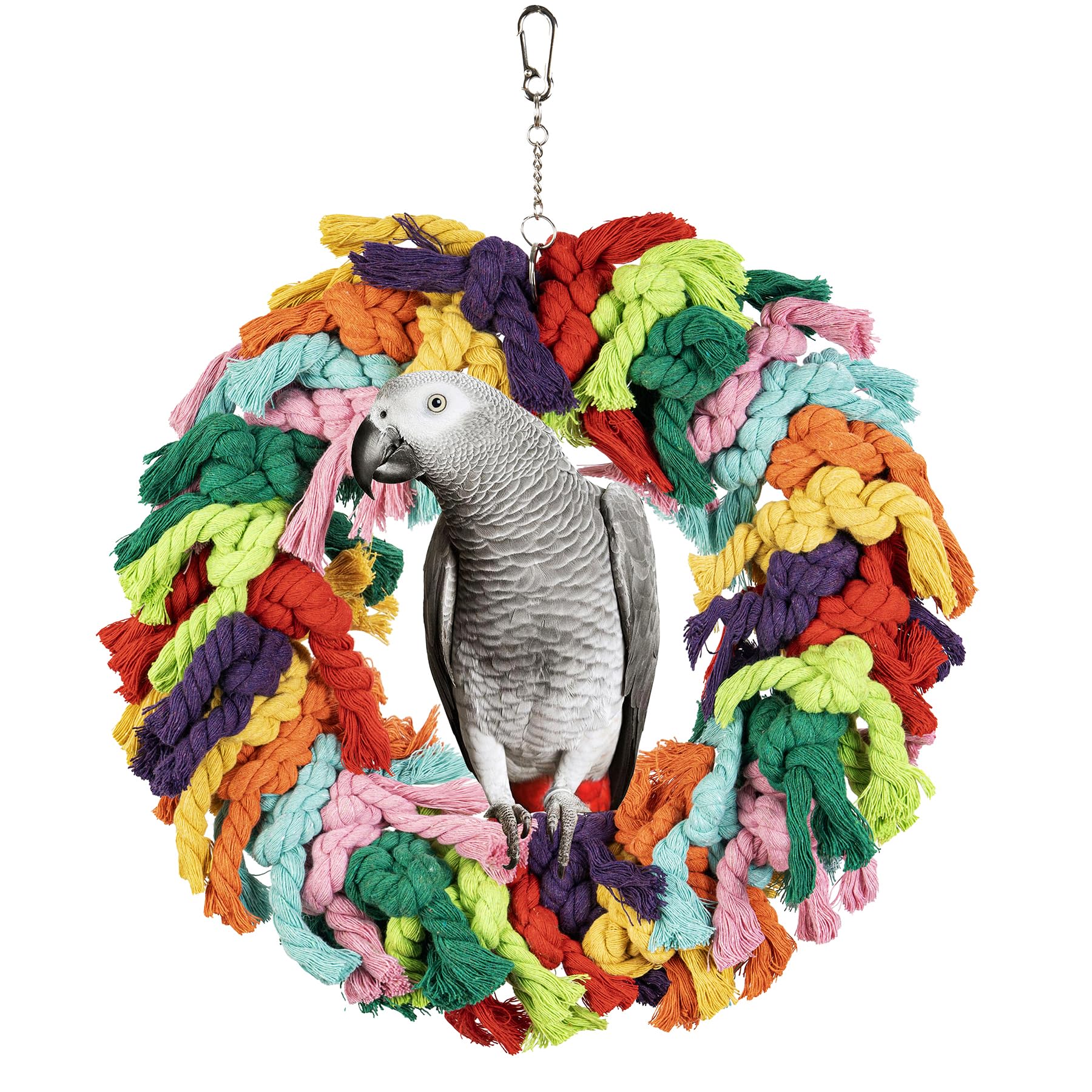 Napiass Parrot Swing: colorful cotton rope design great for chewing and visual stimulation.
