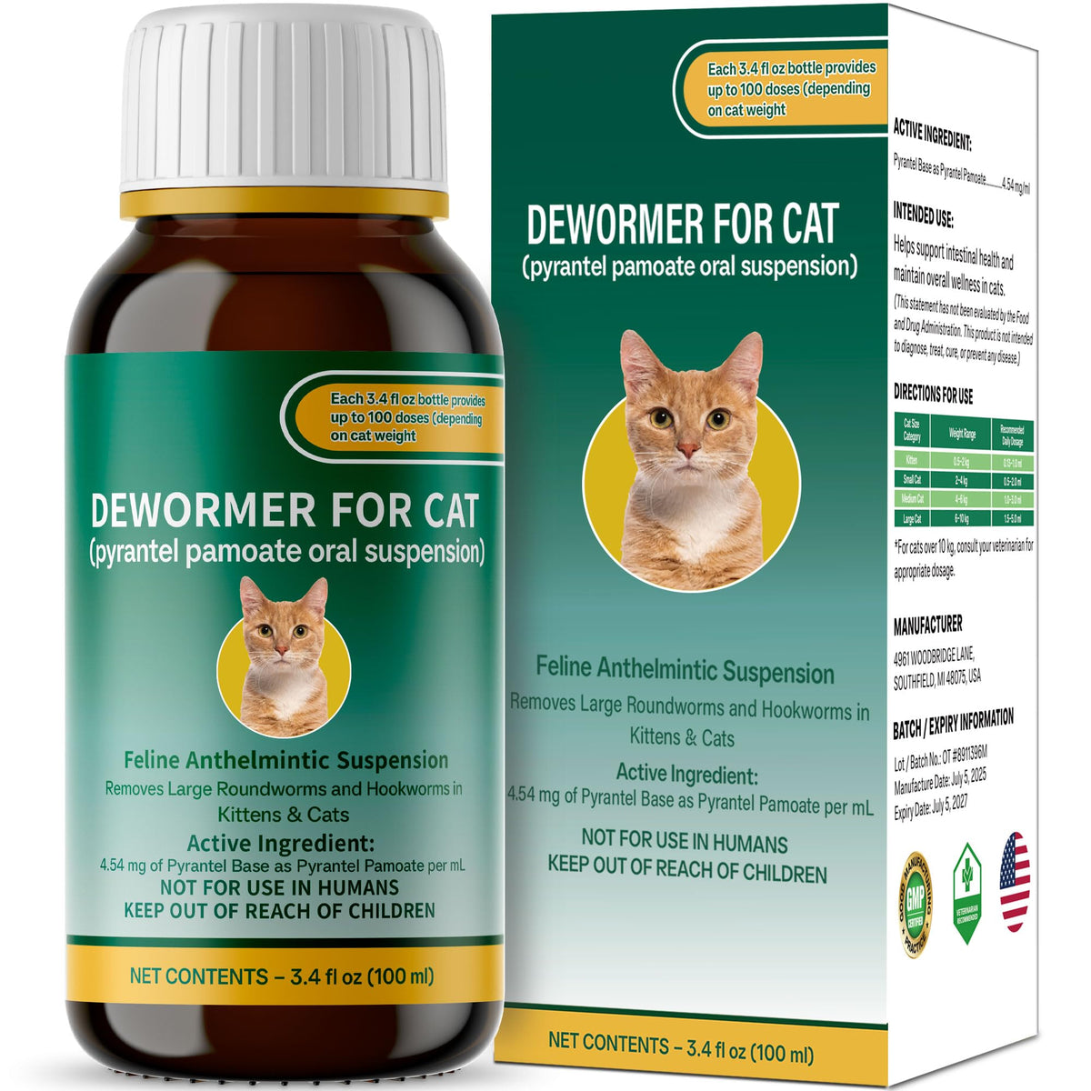 NateNatenight liquid dewormer bottle pour enables easy dosing for dogs and cats.