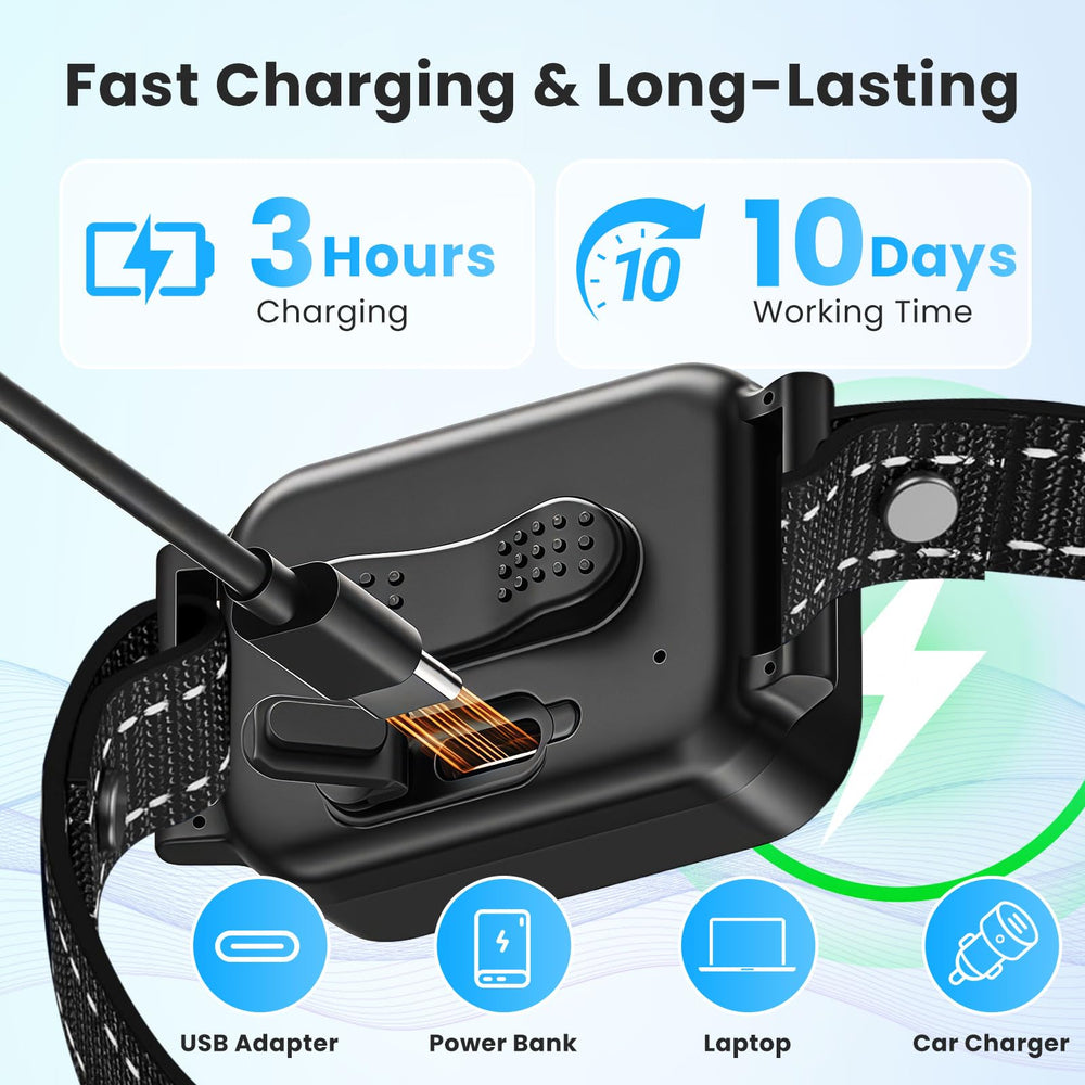 NATGOVOD collar lasts up to 10 days between charges.