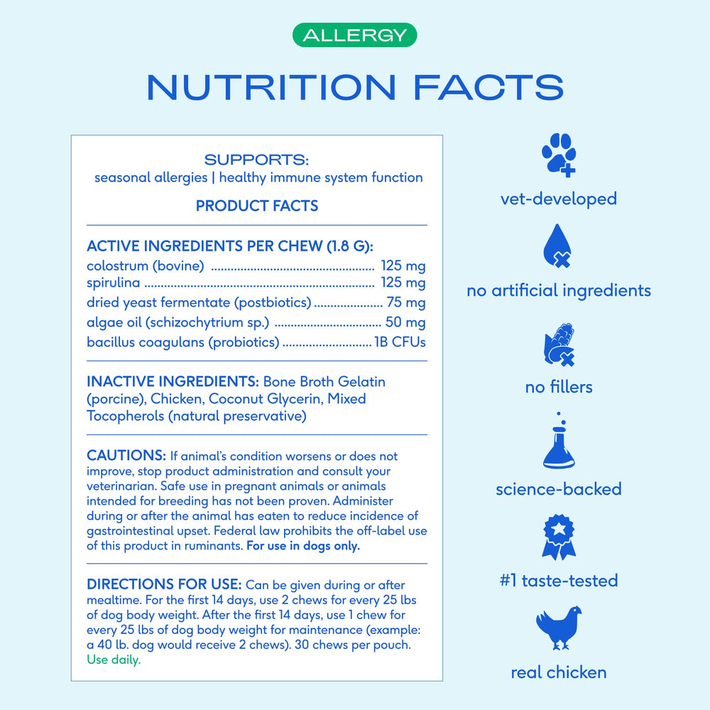 Vet-developed formula on Native Pet Chews label for trusted itch relief.