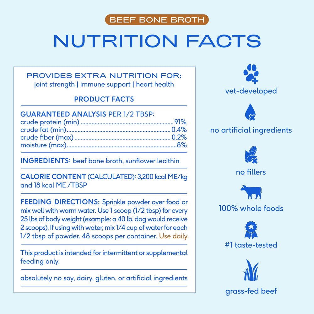 Native Pet bone broth packaging highlights USA-made, organic ingredients