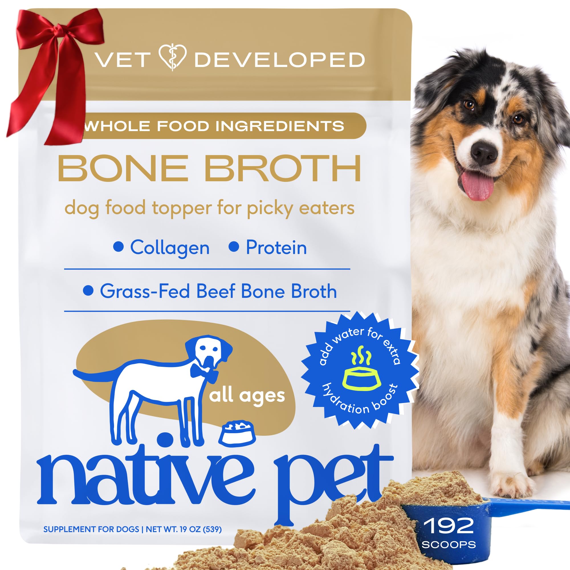Native Pet bone broth powder bottle pour for tastier meals