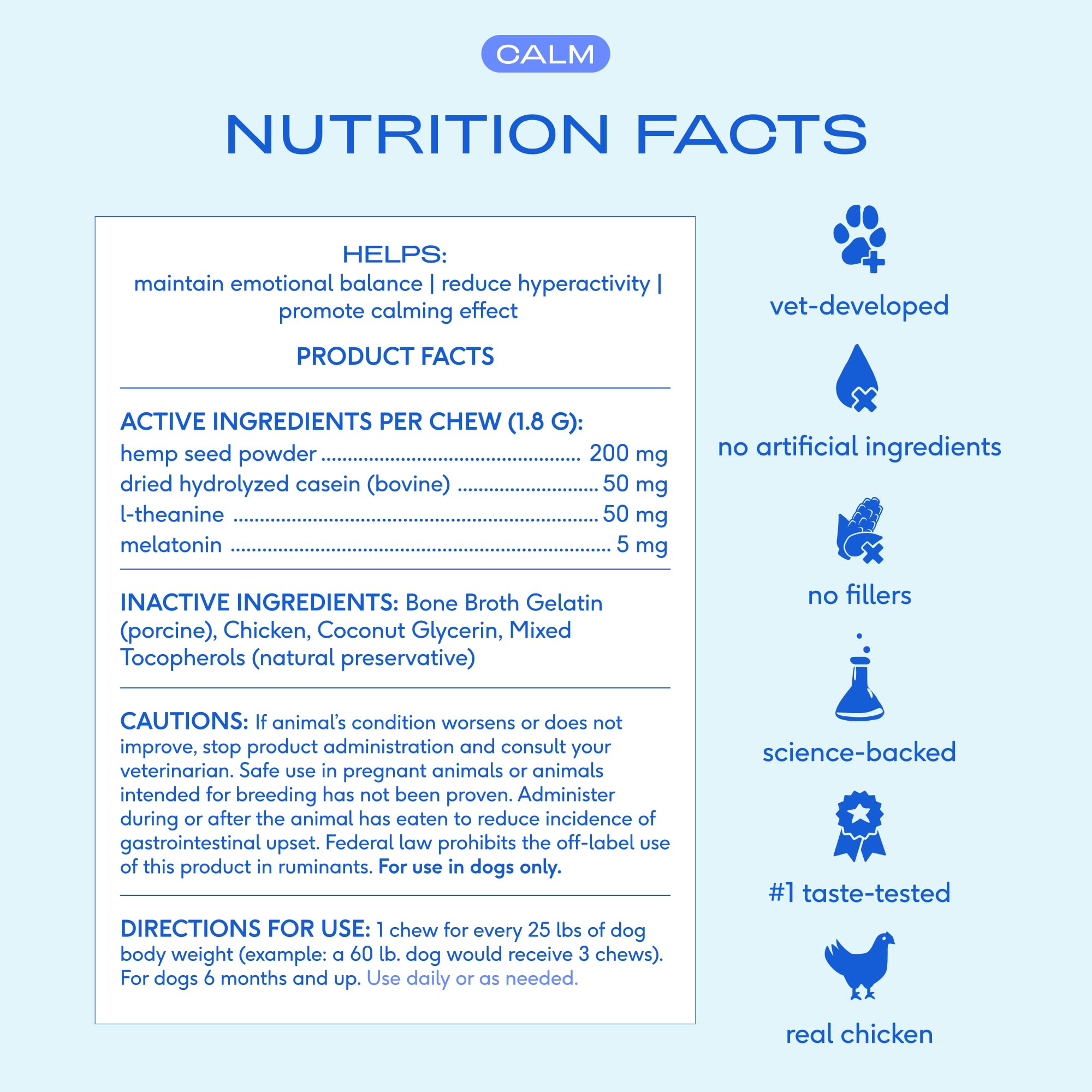 Native Pet Calming Chews grain-free ingredients emphasize clean, crunchy bites for anxious dogs
