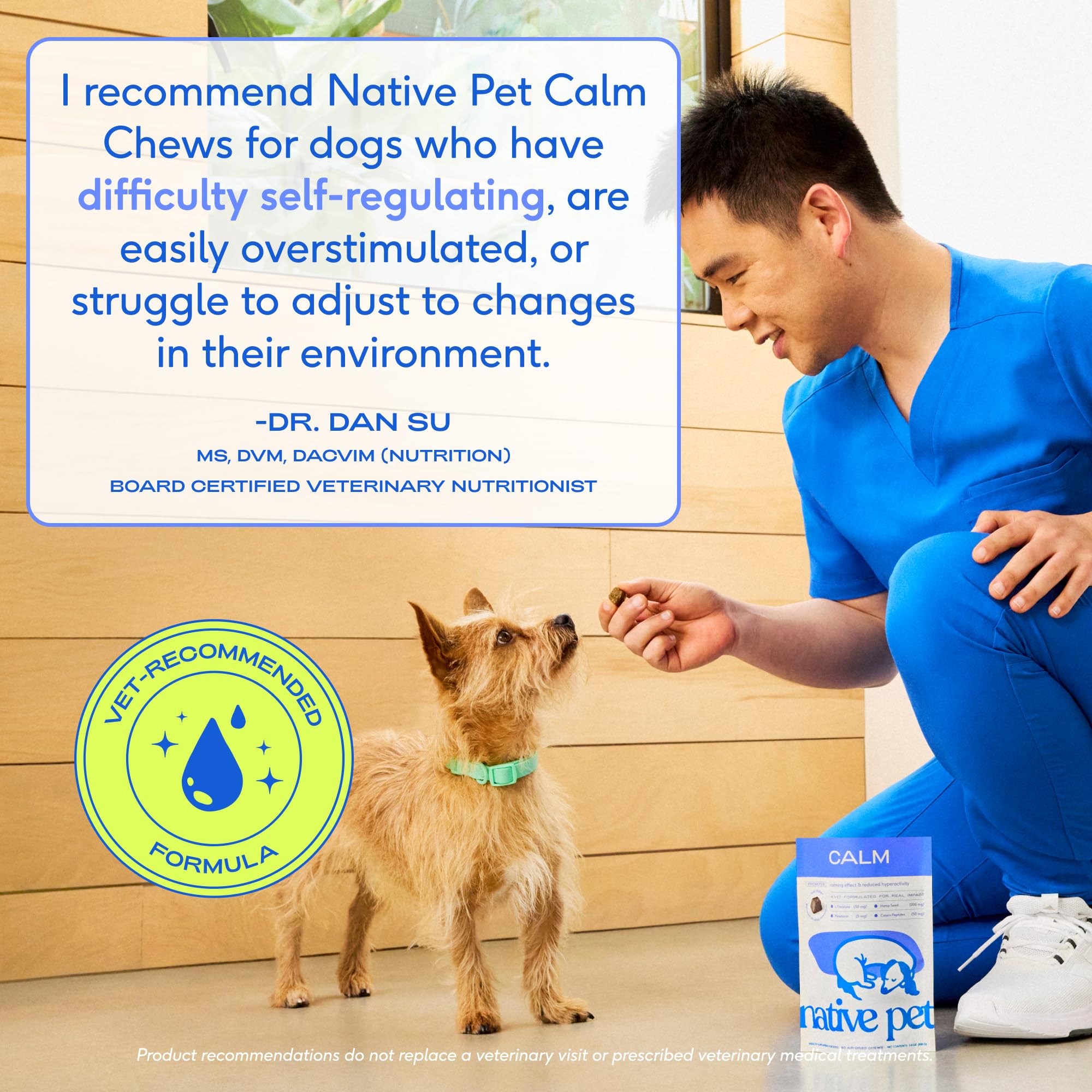 Native Pet Calming Chews puppy-safe formulation reinforces stress relief for puppies and older dogs alike
