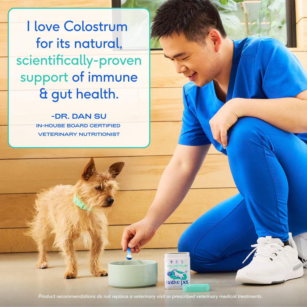 Native Pet Colostrum for Dogs puppy milk replacement concept visuals.