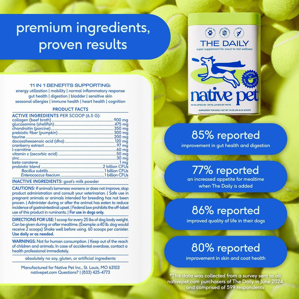 Native Pet ingredients include pumpkin and bone broth for taste and texture appeal.