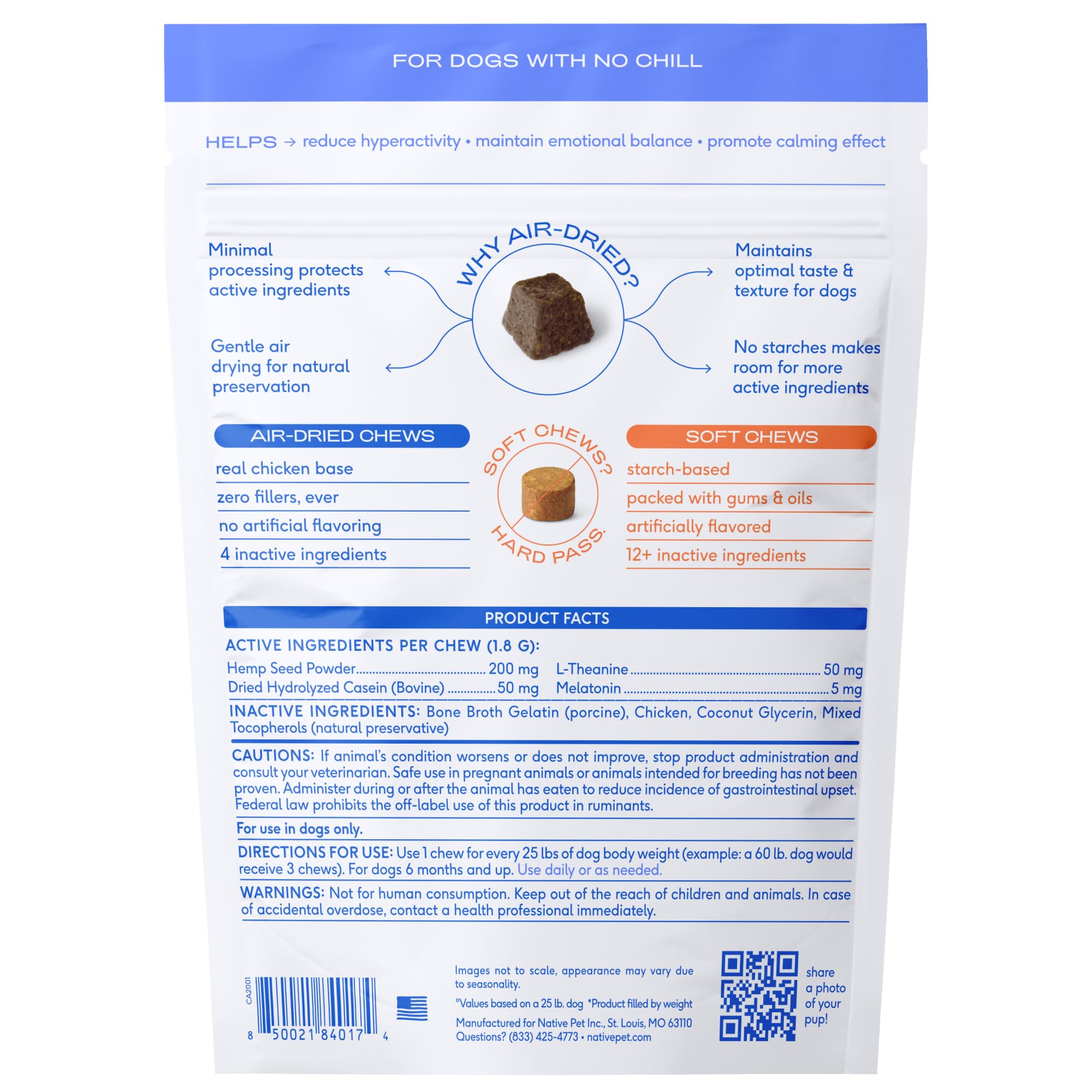 Native Pet calming chews deliver lasting calm per chew for everyday stress management