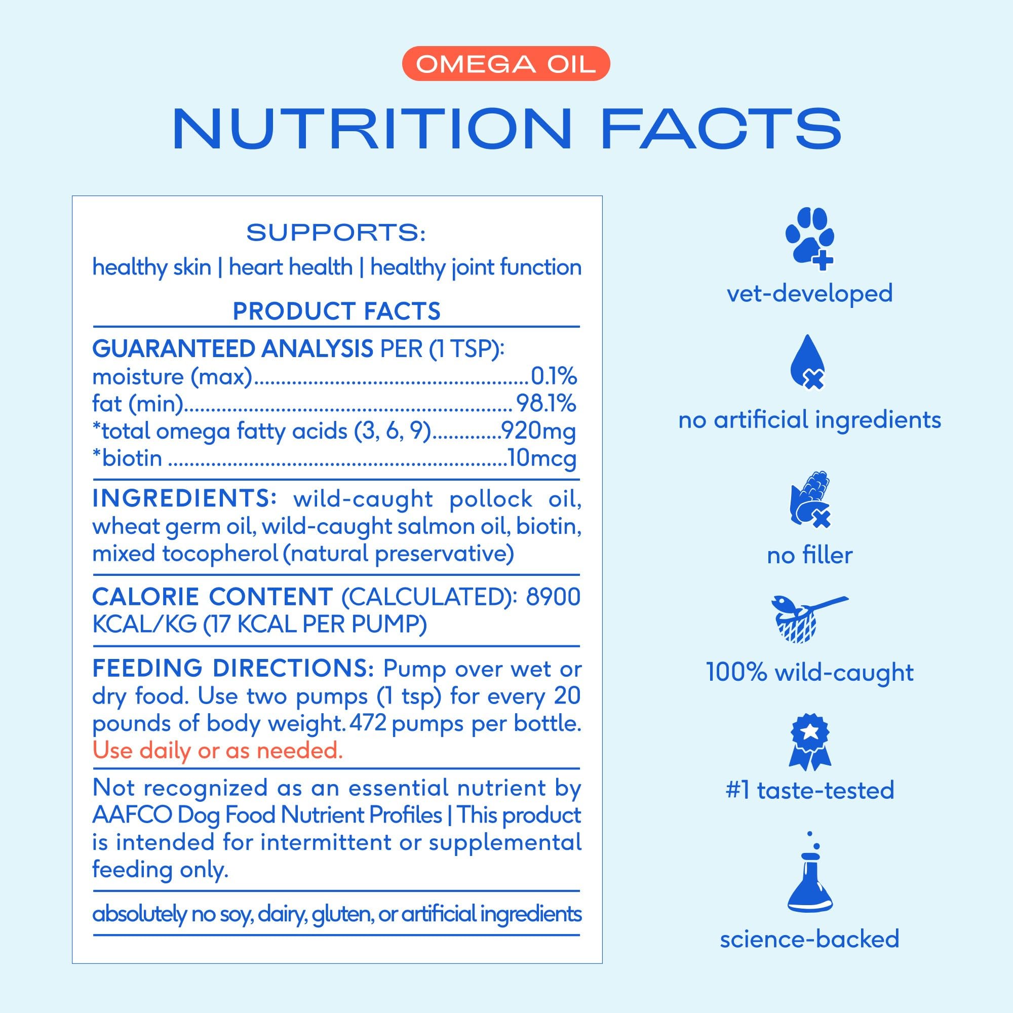 Native Pet Omega-3 wild pollock oil underscores high-quality, sustainable nutrition choice.