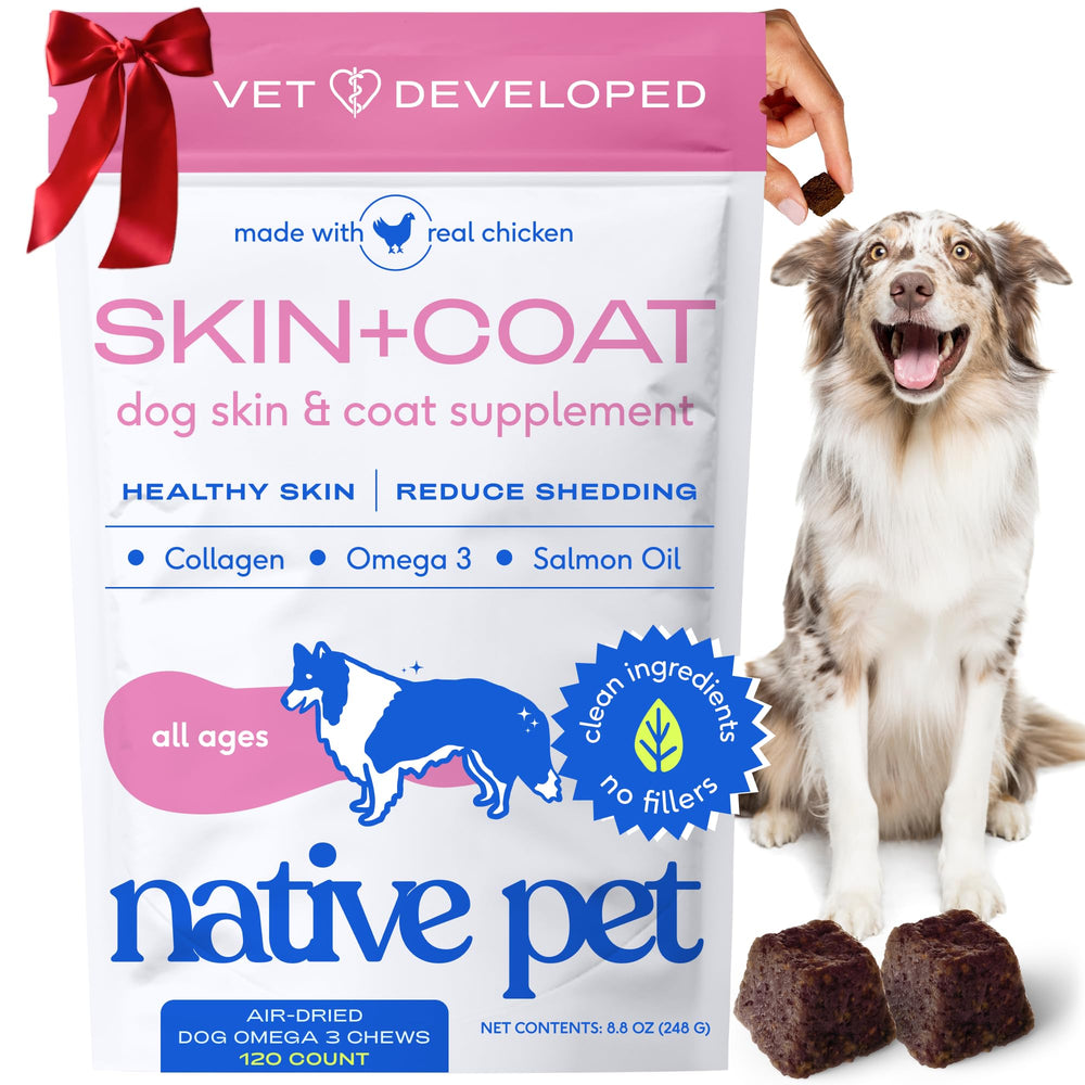 Native Pet Omega Skin and Coat chews bottle supports daily skin care