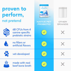Native Pet Probiotics for Dogs beef bone broth flavor supports daily supplementation