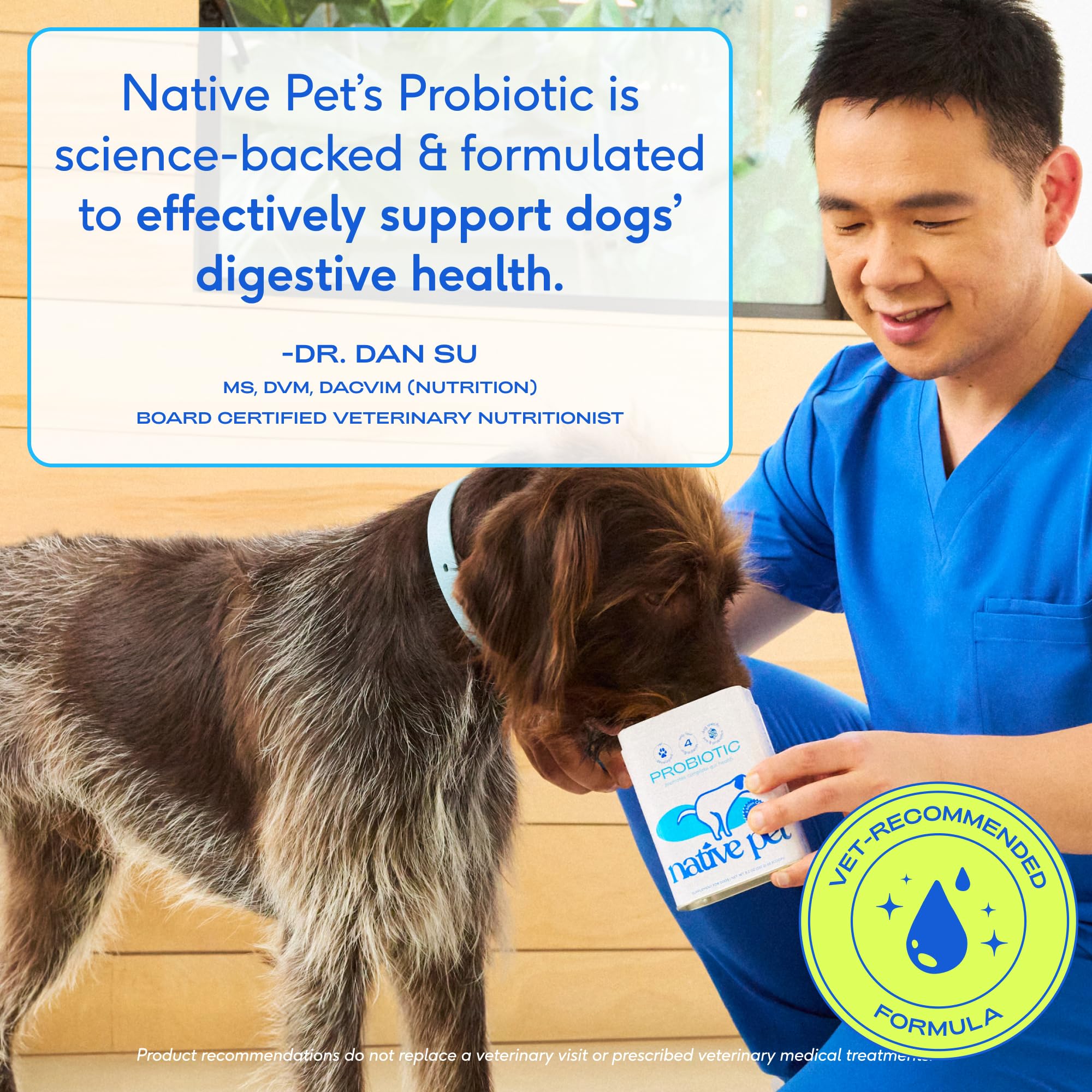 Native Pet Probiotics easy-sprinkle setup shows sprinkle-on food serving.