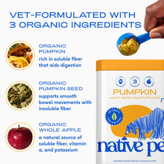 Native Pet pumpkin bag with scoop for convenient daily digestion support.