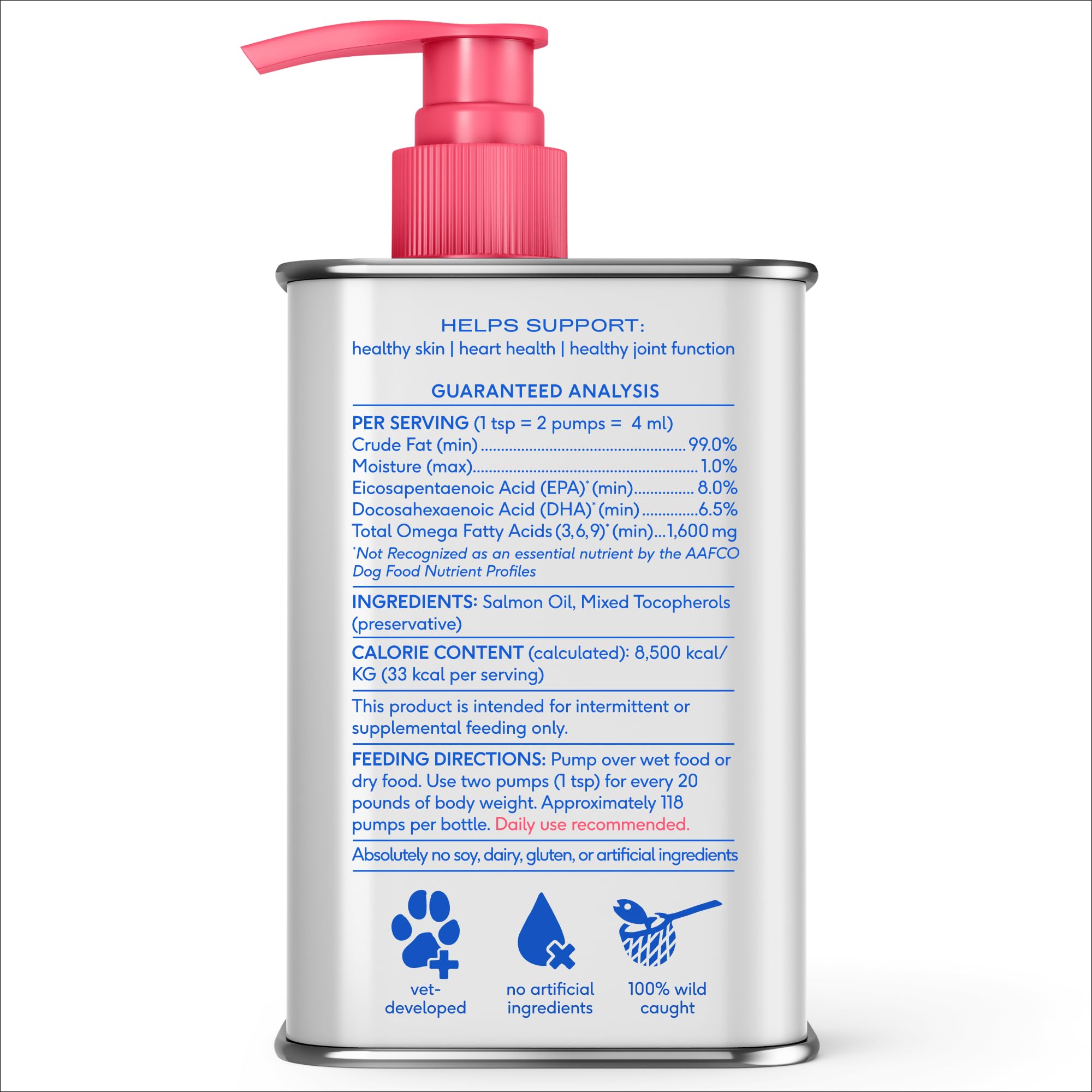 Native Pet wild salmon oil offers tasty, natural flavor boost.