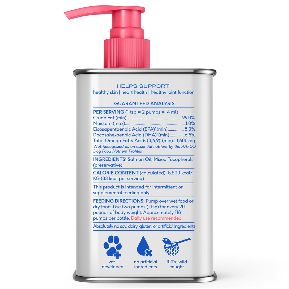 Native Pet wild salmon oil offers tasty, natural flavor boost.