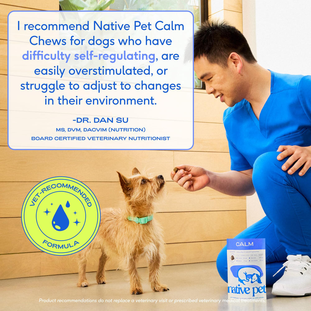 Native Pet USA-made calming chews with vet-formulated label underlines trusted quality