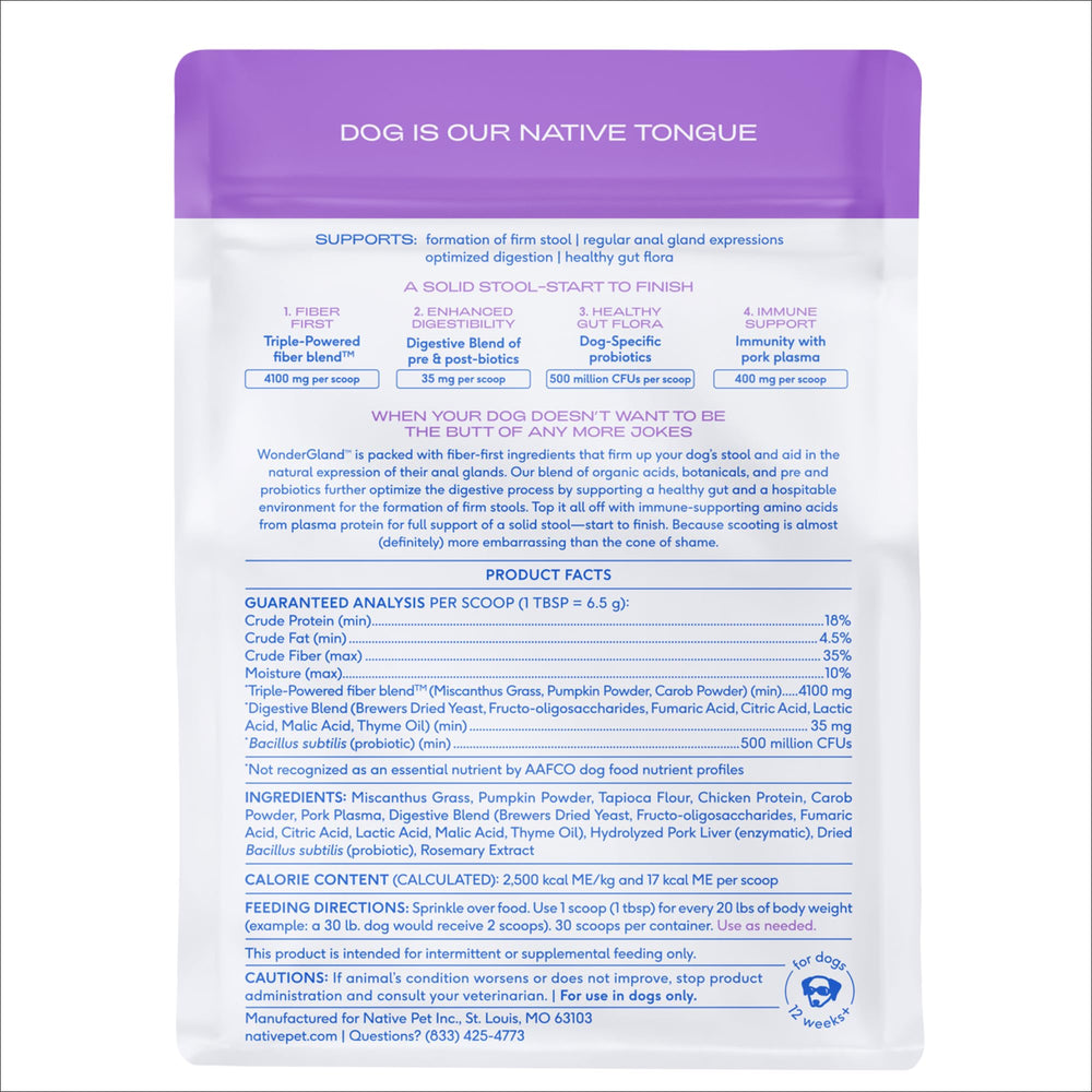 Native Pet WonderGland digestion chart graphic illustrating gut balance