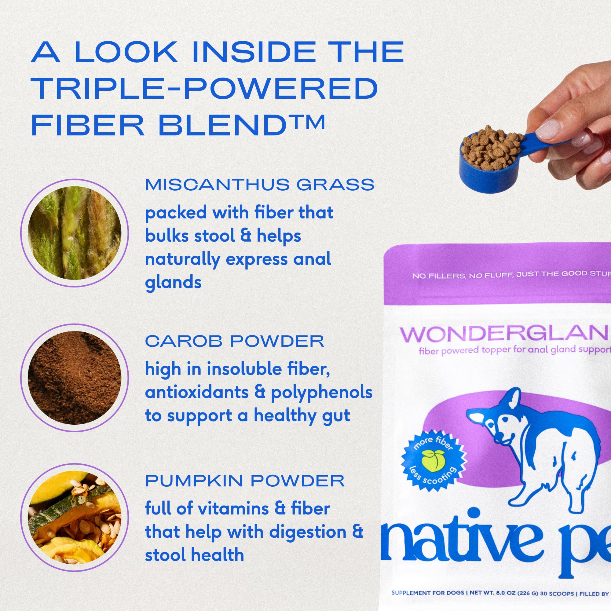 Native Pet WonderGland dog meal sprinkled with pellets during feeding