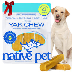 Native Pet Yak Chews pack shows long-lasting dental enrichment for large dogs