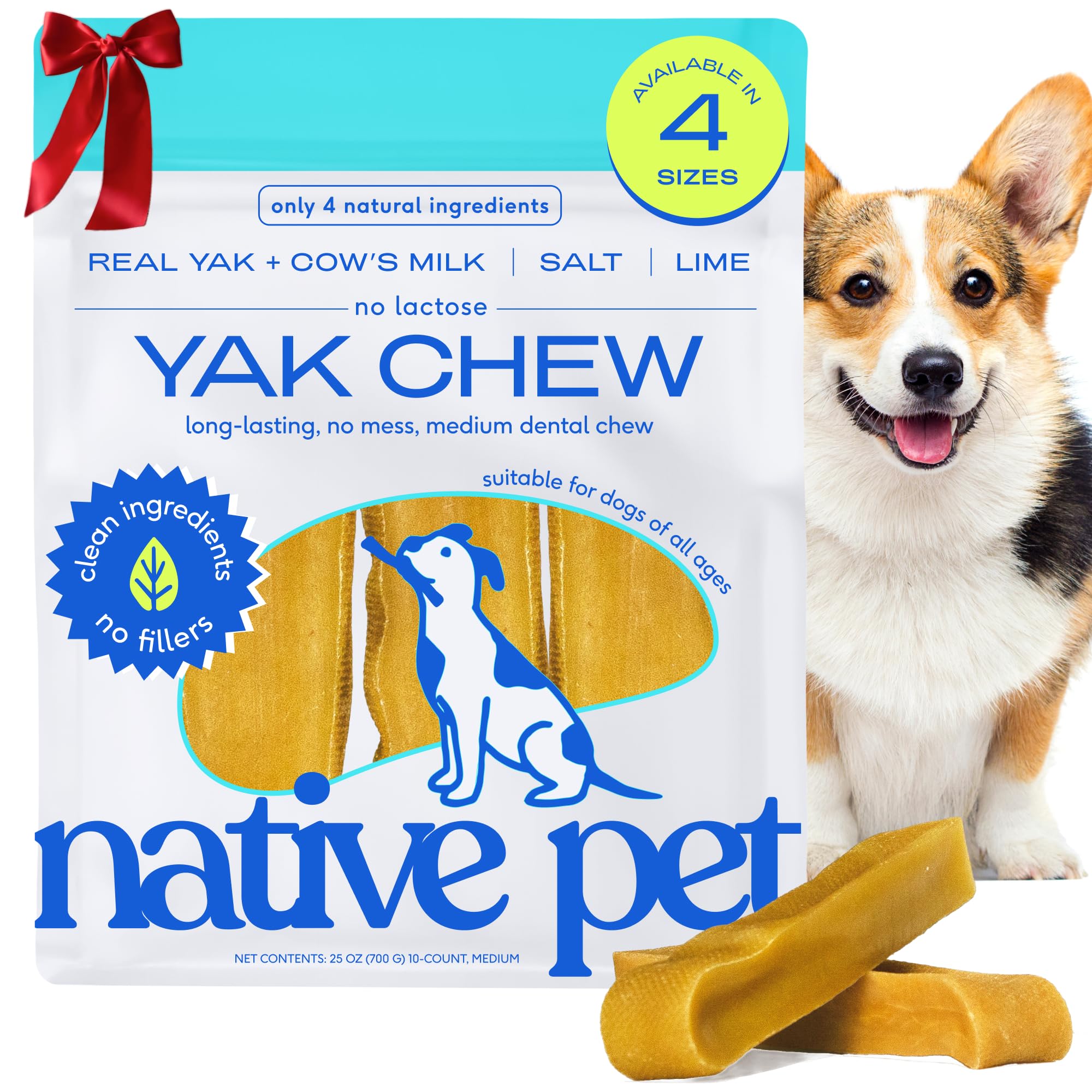 Native Pet Yak Chews 10-pack pack shot for medium dogs and households
