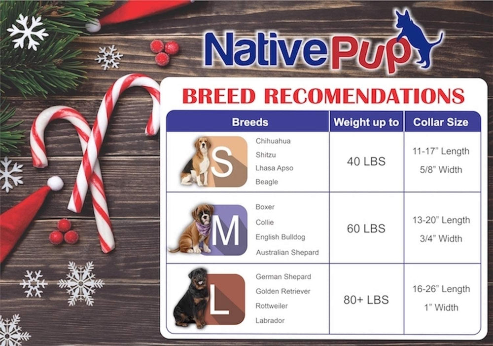 Native Pup red snowflake collar; versatile holiday pattern for both small and large breeds