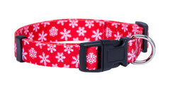 Native Pup Santa collar; festive Santa pattern for holiday photos and durable daily wear