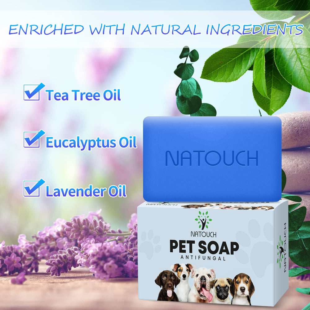 Natouch antifungal soap with lavender oil close-up highlighting calming scent