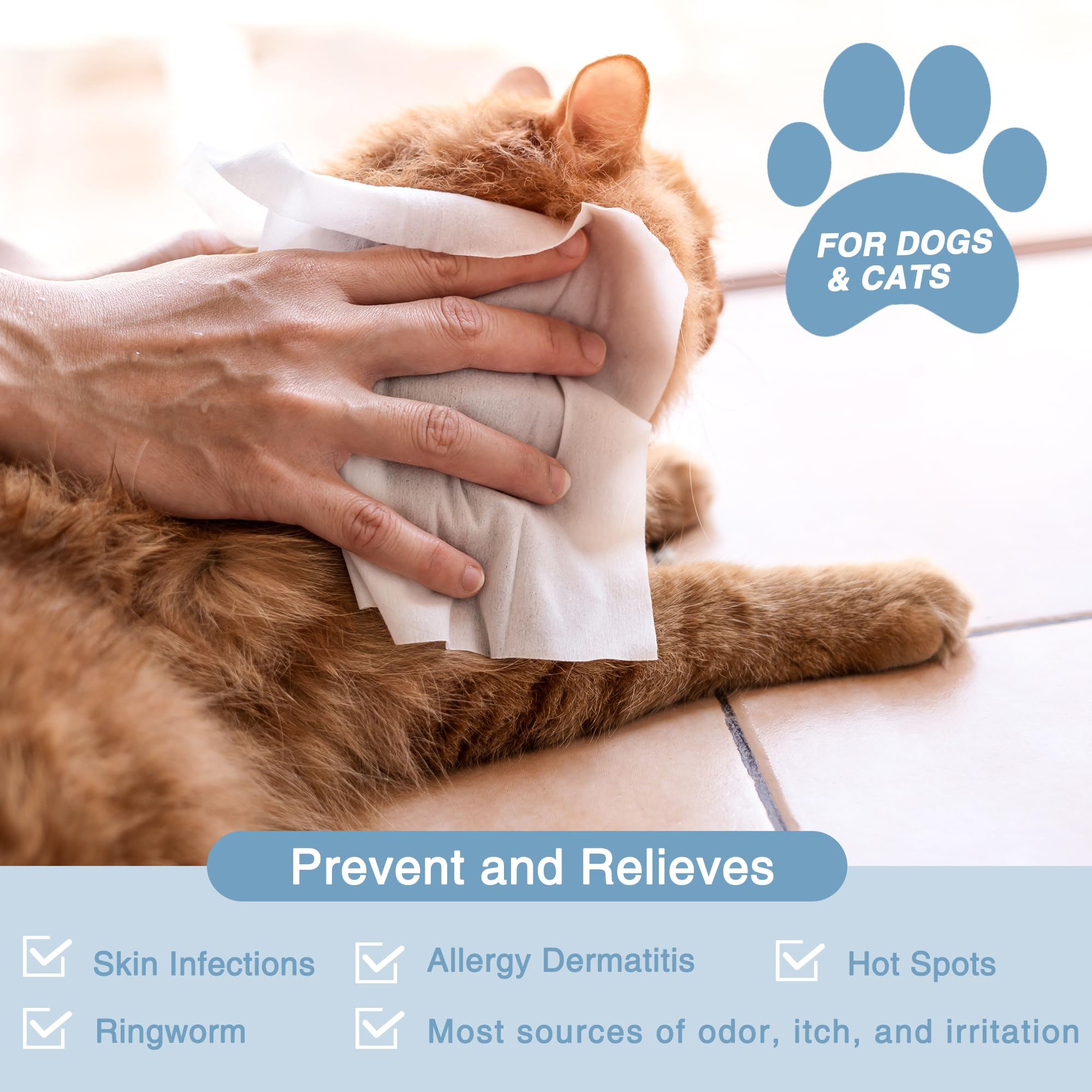 Natouch Antifungal Wipes on a dog showing use around a hot spot.