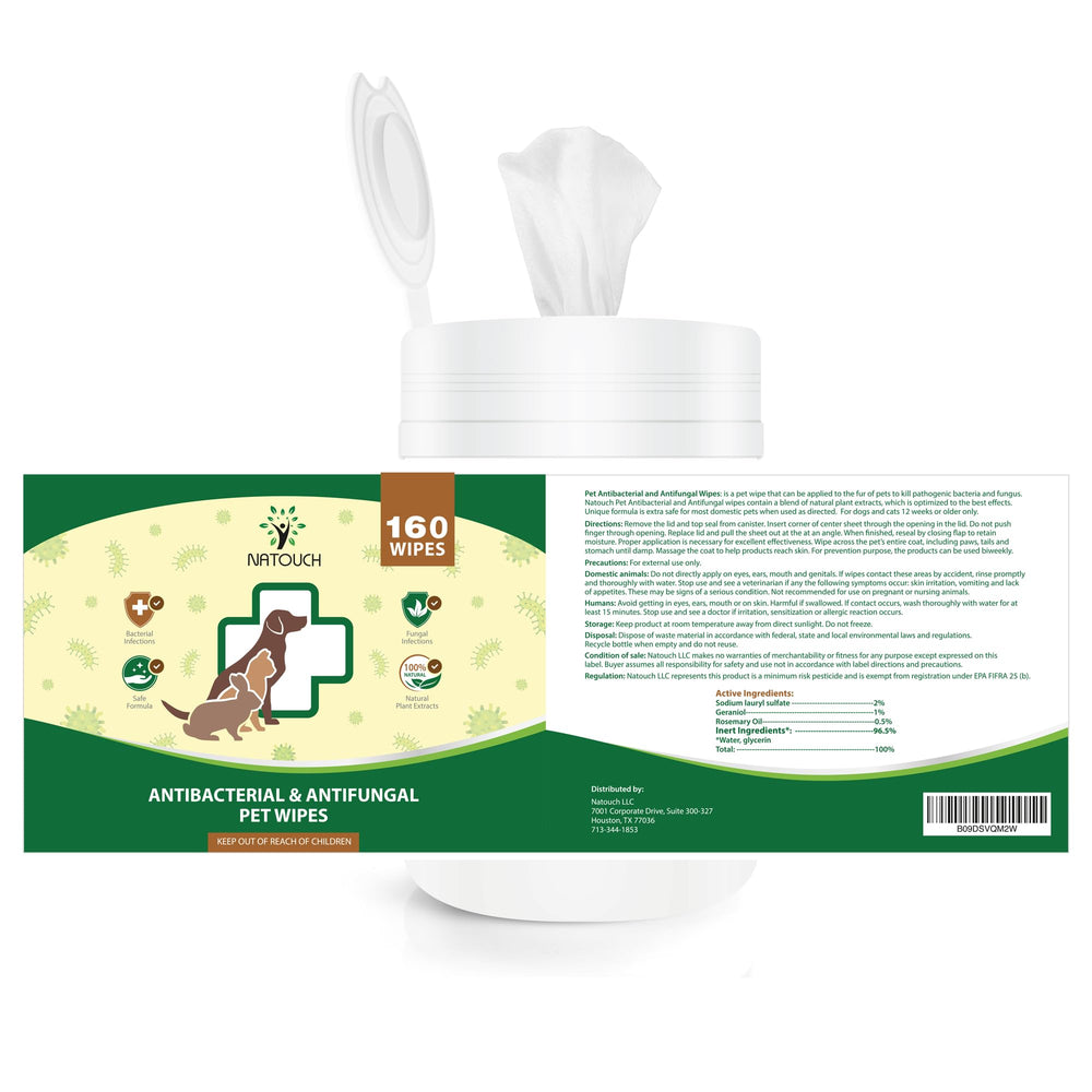 Natouch Antifungal Wipes safety message with no harsh preservatives for daily use.