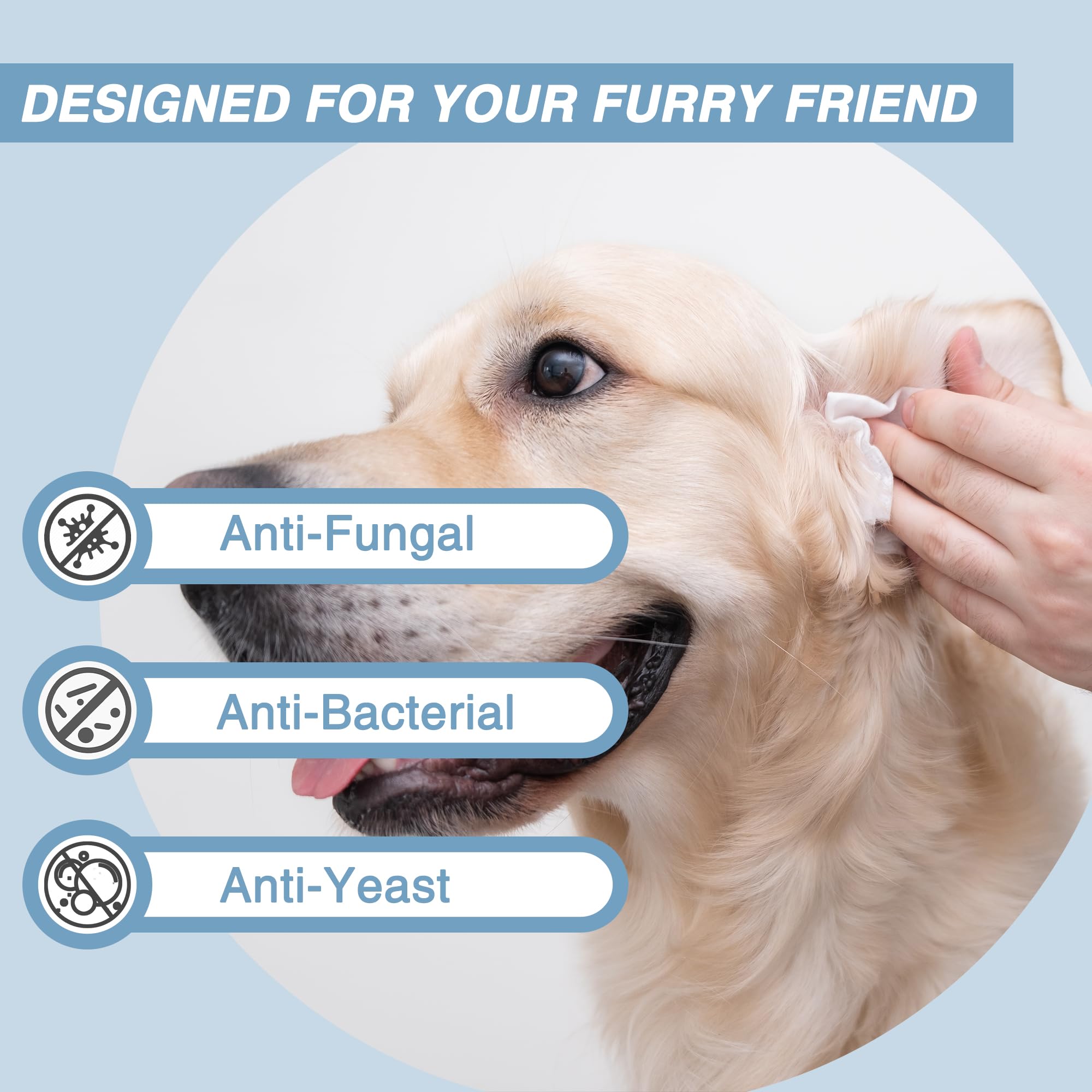 Natouch Antifungal Wipes texture thick and large for easy application on pets.