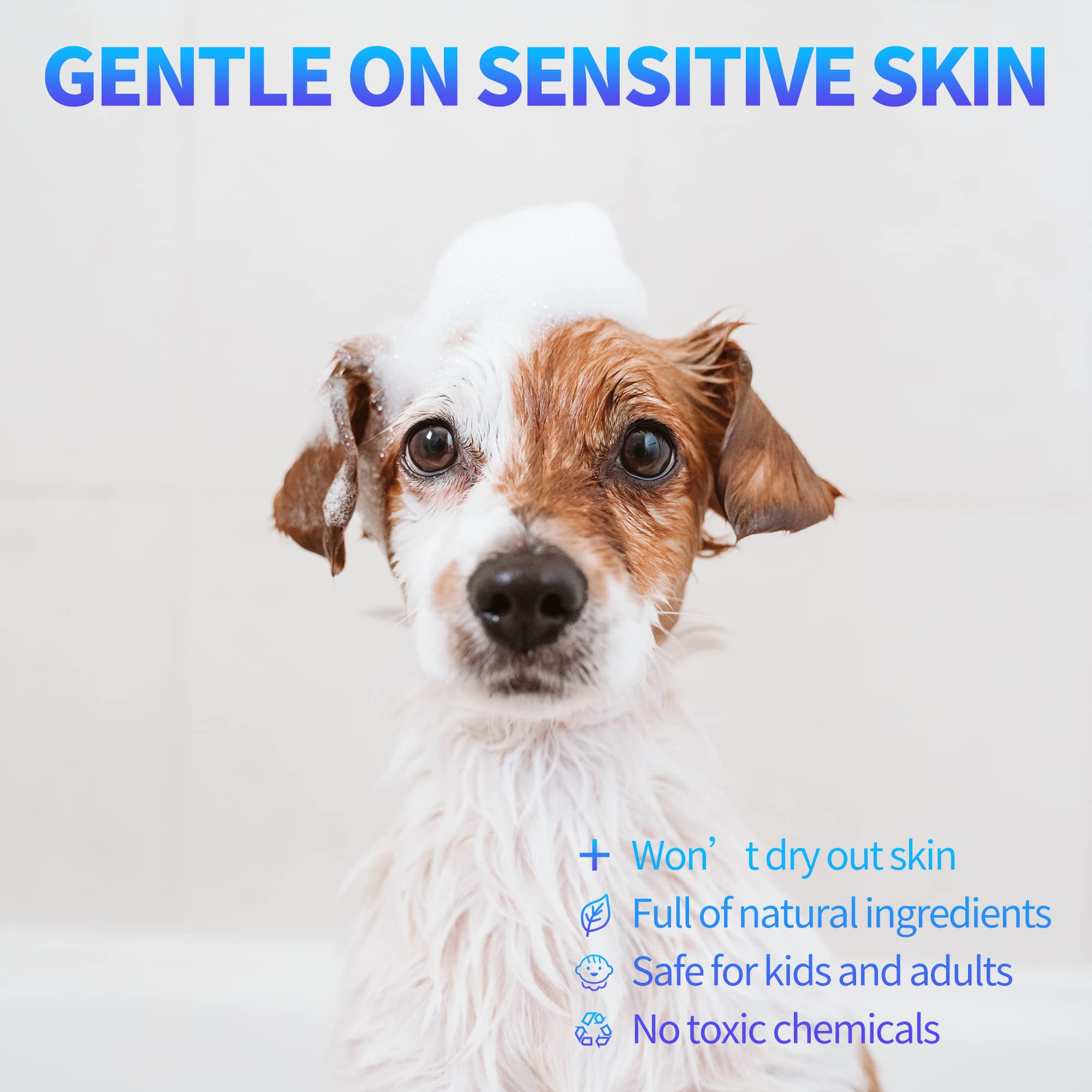 Natouch bath time with dog showing gentle lather and comfort