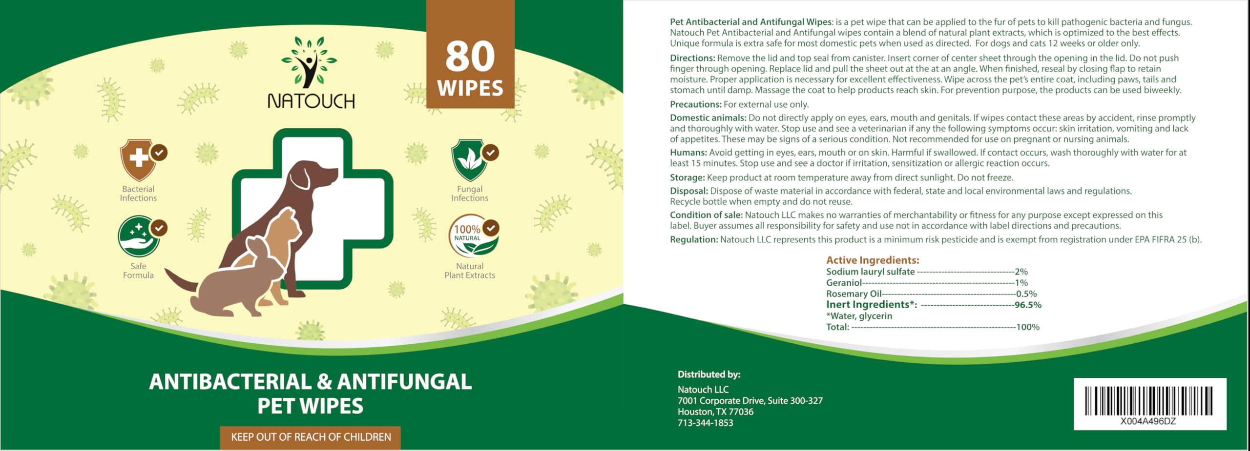 Natouch antifungal wipes ringworm-care – supports cleaning around affected areas.