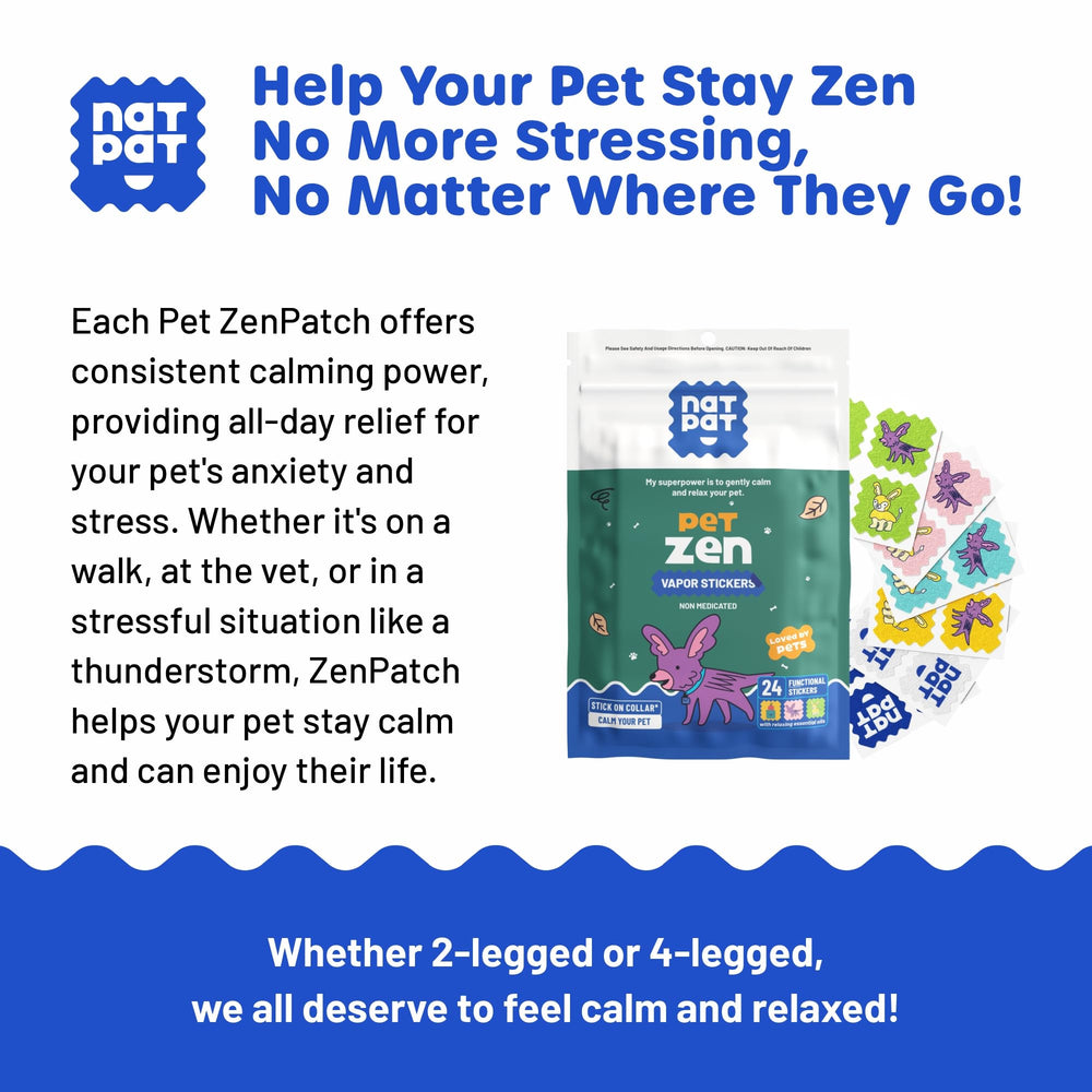 NATPAT Pet Zen Patches on a relaxed dog show daily comfort potential.