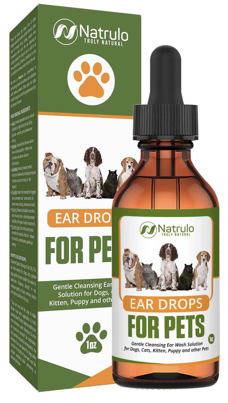 Natrulo ear cleaner bottle front offers gentle cleaning for pets
