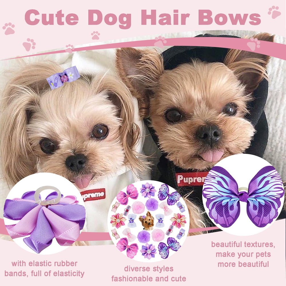 Naturahand dog hair bows butterfly purple add stylish flair for grooming