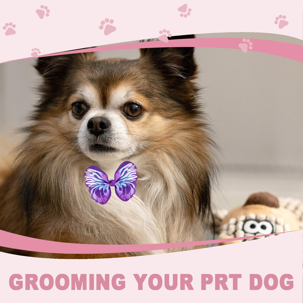 Naturahand dog hair bows double bow rhinestones pink-purple sparkle for photos