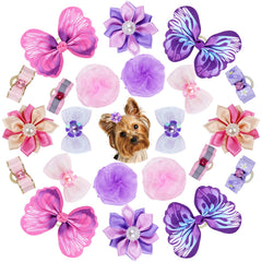 Naturahand dog hair bows flower pink for daily wear and photos